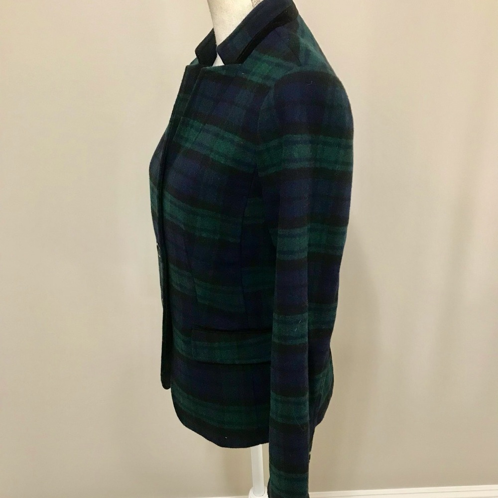 NWT TALBOTS BLACK WATCH PLAID VELVET-TRIM BLAZER - Picture 11 of 16